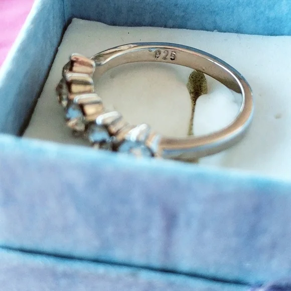 925 silver crystal CZ anniversary band - Picture 3 of 3